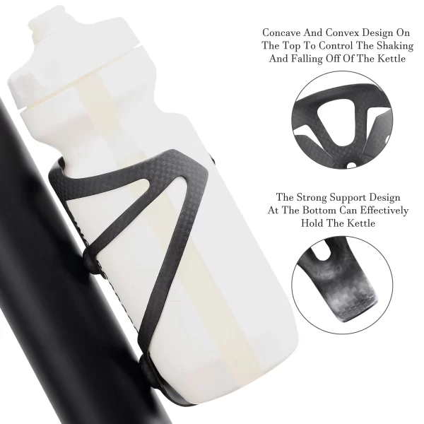 HUALONG 3K Carbon Fiber Bicycle Water Bottle Cage MTB Road Bike Water Bottle Holder Cages, Matte Black, Weight (16±2g) 3