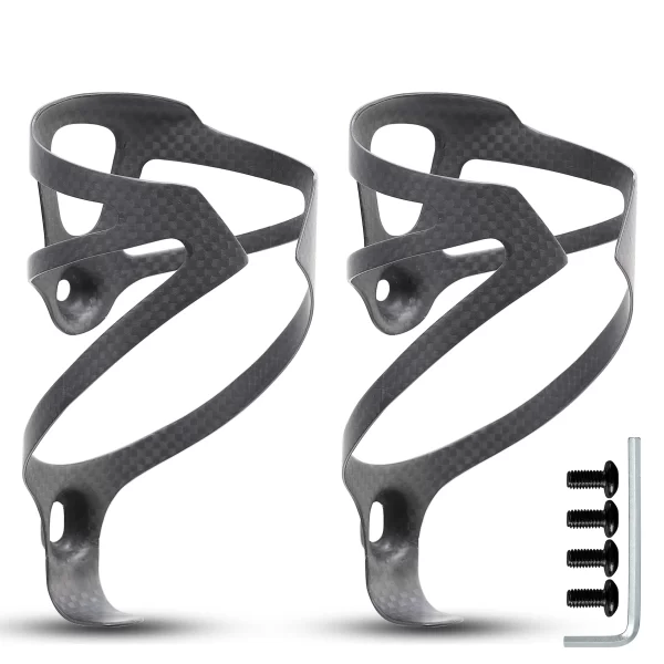 HUALONG 3K Carbon Fiber Bicycle Water Bottle Cage MTB Road Bike Water Bottle Holder Cages, Matte Black, Weight (16±2g) 1