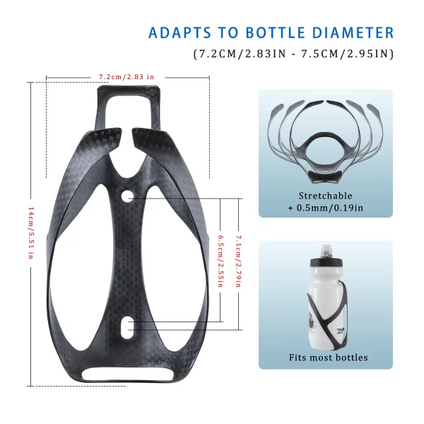HUALONG No Logo 3K Carbon Fiber Bicycle Water Bottle Cage MTB Road Bike Water Bottle Holder Cages Matte Black, Weight (19±2g) 5