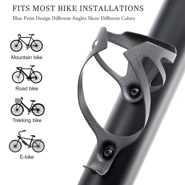 HUALONG 3K Carbon Fiber Bicycle Water Bottle Cage MTB Road Bike Water Bottle Holder Cages, Matte Black, Weight (16±2g) 4